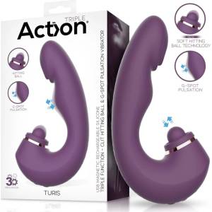 Action Turis Triple Function Clit Hitting Ball with G-Spot Pulsation & Vibration Purple