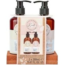 Sunkissed Hand Wash Set 95% Natural Kind mycí gel na ruce 280 ml + mléko na ruce 280 ml + piniový podnos dárková sada