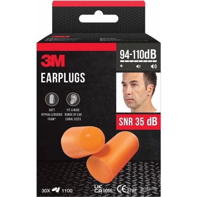 3M Zátky do uší 1100-30, 30 párov