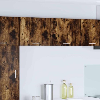 vidaXL Висящ шкаф с рафт с врата Riga Димящ дъб и бяло 50 x 31 x 40 см (884154)