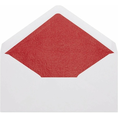 Vystlané obálky - 110 x 220 mm (DL) - Bílá + červený luxusní papír