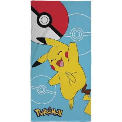 CurePink osuška Pokémon Pikachu a Pokéball 70 x 140 cm