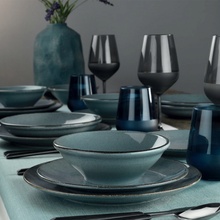 ASIR Porcelánová jídelní souprava POPPY modrá 24 ks