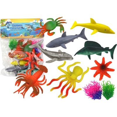 mamido Sada figúrok morských zvierat s vodnými rastlinami 8 ks