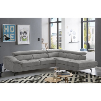 COTTA Ъглов диван с ракла brescia, дясна, сив, l форма (ct0019)