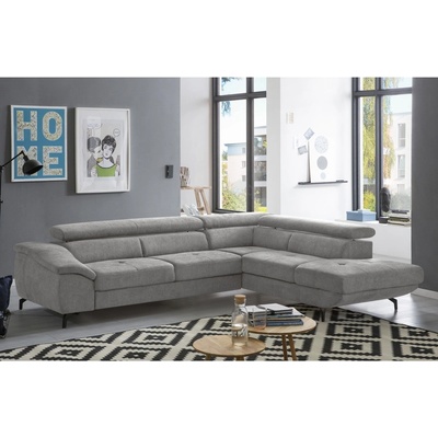 COTTA Ъглов диван с ракла brescia, дясна, сив, l форма (ct0019)