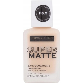 Revolution Relove Super Matte 2 in 1 Foundation & Concealer tekutý a zmatňující make-up a korektor 2v1 F8.5 24 ml