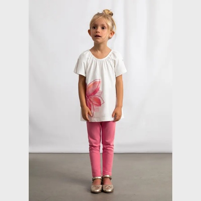 Mayoral Комплект клин розов и бяла туника с цветя за мини момиче Mayoral