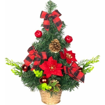 MagicHome vianočný stromček ozdobený, červený, 41 cm