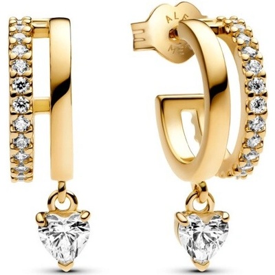 Pandora Pôvabné pozlátené náušnice so srdiečkom Shine 263685C01