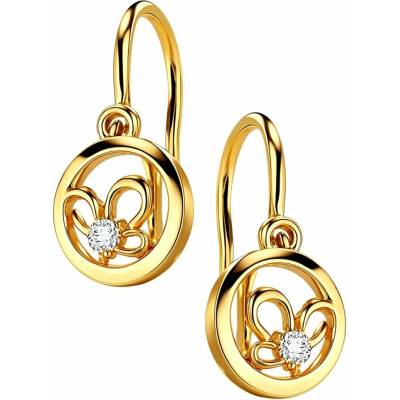 Zlaton Náušnice žluté zlato květina se zirkonem 1.2cm 0.9g 000502701238