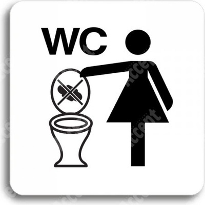 ACCEPT Piktogram zákaz vhazování předmětů do WC - bílá tabulka - černý tisk bez rámečku