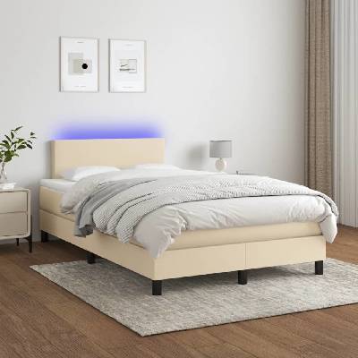 Petrashop 3132986 boxspring postel s matrací a LED krémová textil