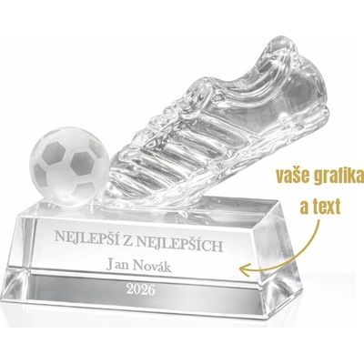 Dekorant Skleněná fotbalová trofej na podstavci s gravírováním KOPAČKA 1KS – Zbozi.Blesk.cz