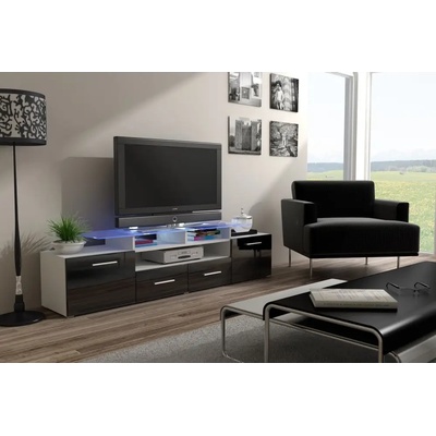 Cama meble Стойка за телевизор Cama EVORA 200 бял/черен гланц (EVORA BI/CZ)