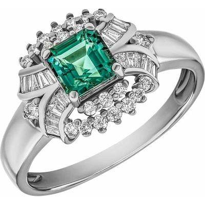 Eppi Nádherný smaragdový prsten s diamanty Navin R31154
