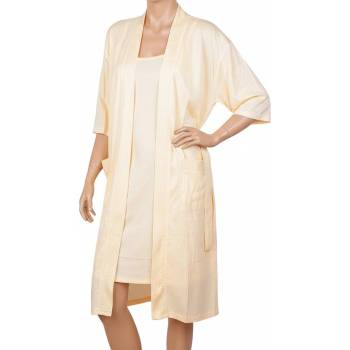 Комплект от халат и нощница в цвят пъпеш