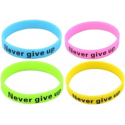 Blingstar Motivační Silikonový náramek NEVER GIVE UP Fluorescentní B1056