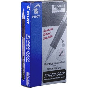 Pilot Super Grip 12 бр. в опаковка черна химикалка BPGP-10R-F-B-DOB (BPGP-10R-F-B-DOB)