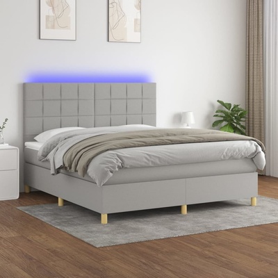 Petrashop 3135445 boxspring postel s matrací a LED světle šedá textil
