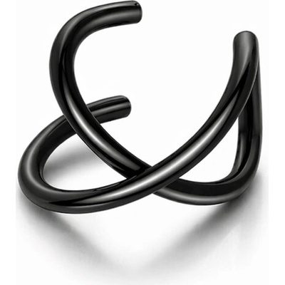 SARINES Černý earcuff s kříženým designem S1473