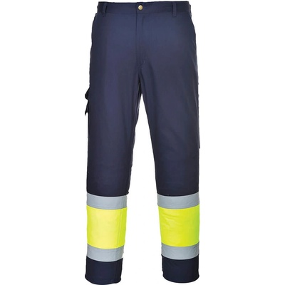 PortWest HI-VIS COMBAT L049 Lehké reflexní kalhoty HV žlutá/námořní modrá