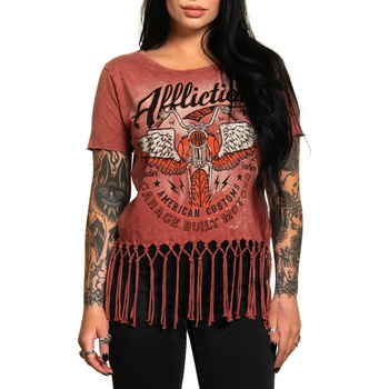 AFFLICTION тениска affliction - ac built for speed - ЧЕРВЕНА ОХРА ЛАВА С ПРАНЕ - aw26210-rocl