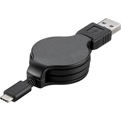 PremiumCord ku31cn1bk USB 3.1 C/M - USB 2.0 A/M, charging a sync navíjací, 1m