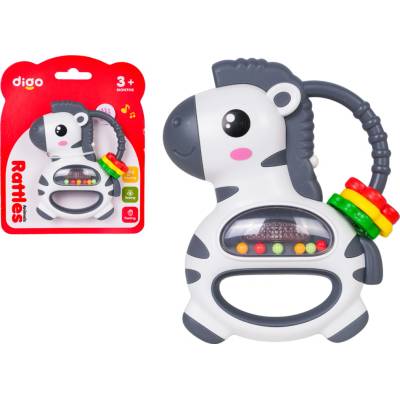 RKToys Chrastítko Zebra se světlem, melodiemi