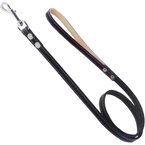 COLLAR Кожен повод с шевици - 122см, 16мм - черен