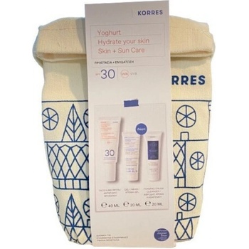 KORRES Промо сет слънцезащитен крем Йогурт + 2 подаръка, Korres Yoghurt Sunscreen Face Cream-Gel SPF30 40 ml + 2 Gifts