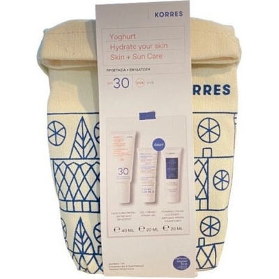 KORRES Промо сет слънцезащитен цветенкрем Йогурт + хидратиращ крем , Korres Yoghurt Hydrating + Protective Suncare Ritual Tinted Sunscreen Face Cream SPF50 50 ml and Gift