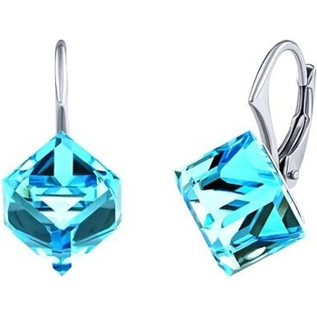 Silvego Strieborné náušnice modré kocky Swarovski Crystals VSW029E