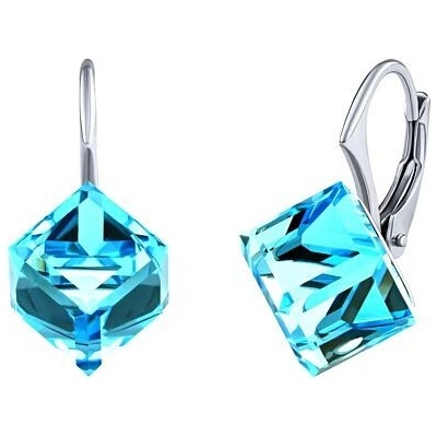 Silvego Strieborné náušnice modré kocky Swarovski Crystals VSW029E