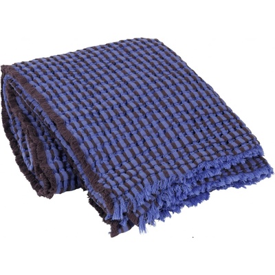 Broste Bavlněný přehoz Linda Baja Blue 130 × 180 cm, modrá barva, textil