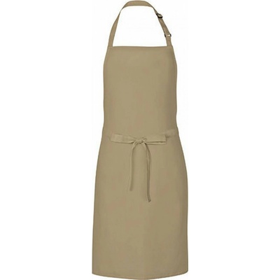 Link Kitchen Wear Univerzální keprová zástěra s laclem a nastavitelným páskem u krku Khaki 72 x 85 cm X986
