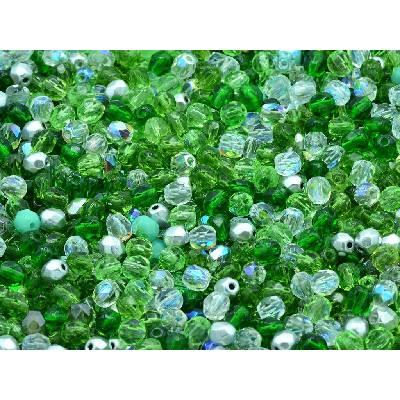 Glass beads, s.r.o. Broušené korálky - ohňovky 4 mm mix - zelený Balení: 600ks