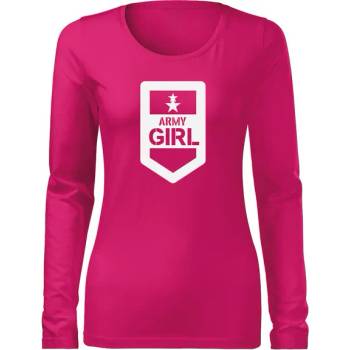 DRAGOWA Slim дамска тениска с дълъг ръкав, Army Girl, розова, 160г/м2 (6021)