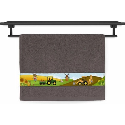 Veba ručník RUJANA tisk malý farmář tmavá hnědá 30 x 50 cm