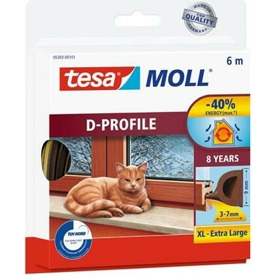 Tesa Tesamoll D Profil Tesniaca páska na dvere a okná 9 mm x 6 m hnedá 05393-00101-03 00103-00