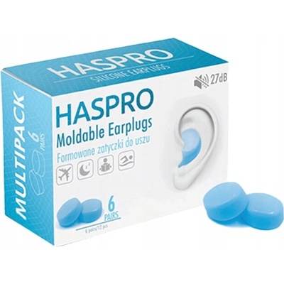 Haspro Formované štuple do uší Mold 6P, modré, 6 párov