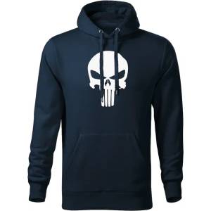 DRAGOWA мъжки суитшърт с качулка Punisher, тъмносин, 320г/м2 (5765)