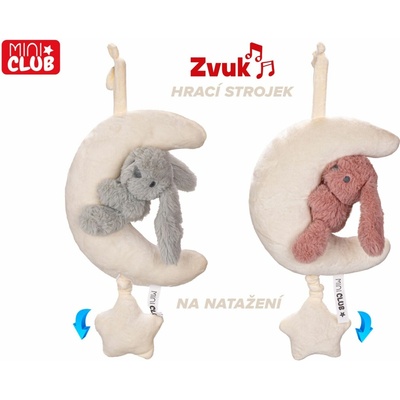 mesiačik so zajačikom s naťahovacím hracím strojčekom 35 cm