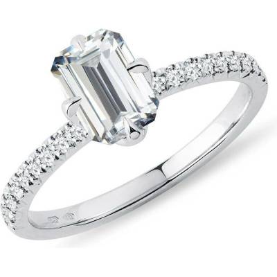 Klenota Prsten s emerald diamantem v bílém zlatě k0860012