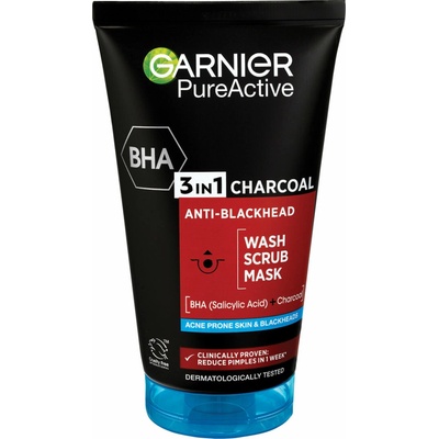 Garnier Pure Active čistiaca starostlivosť proti čiernym bodkám s aktívnym uhlím 3 v 1 pre mastnú a problematickú pleť 150 ml
