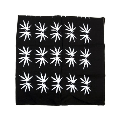 šátek bandana Fosco Large Leaves bílý