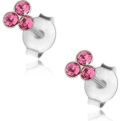 Šperky eshop ze stříbra trojice růžových krystalků Swarovski I40.11