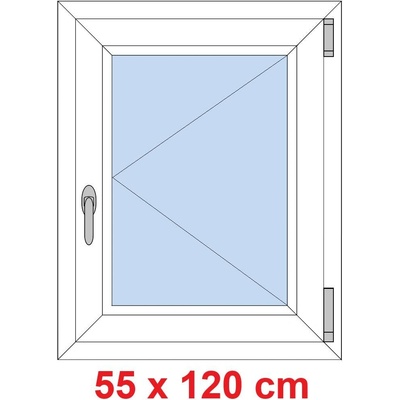 Soft Plastové okno 550 x 1200 mm, otevíravé, Antracit struktura/bílá, levé