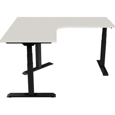 Delso Rohový výškovo nastaviteľný stôl Shaper 130 x 160 cm pravý, svetlosivá / čierna