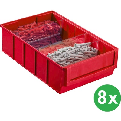 Allit Plastový regálový box ShelfBox typ D 183 x 300 x 81 mm 8 ks červený